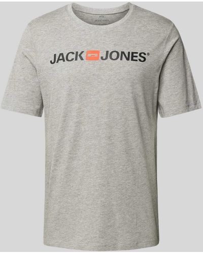 Jack & Jones T-Shirt mit Label-Print Modell 'CORP' - Grau