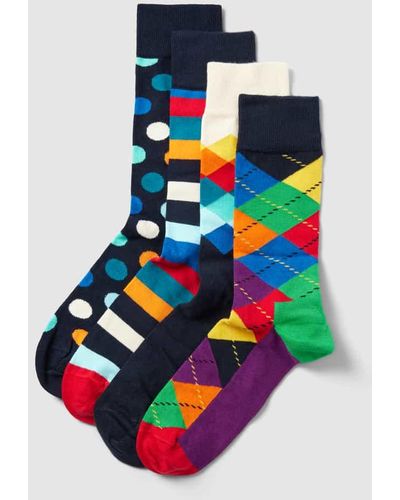 Happy Socks Socken mit Allover-Muster im 4er-Pack - Blau