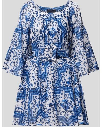 Samantha Sung Knielanges Kleid aus reiner Baumwolle - Blau