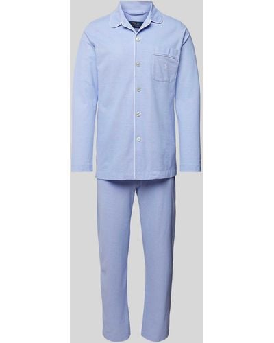 Polo Ralph Lauren Slim Fit Pyjama mit Brusttasche - Blau