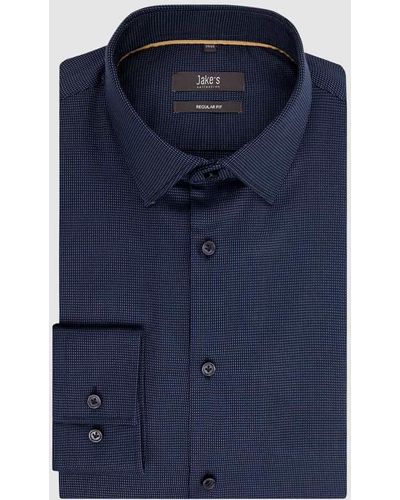 Jake*s Regular Fit Business-Hemd aus Baumwolle - Blau