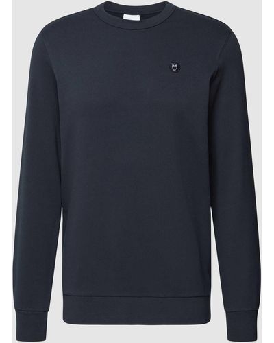 Knowledge Cotton Sweatshirt Met Labeldetail - Blauw