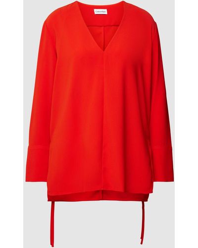 Calvin Klein Blusenshirt mit V-Ausschnitt - Rot