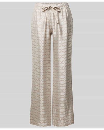 Zadig & Voltaire Wide Leg Stoffhose mit Allover-Muster Modell 'POMY' - Natur
