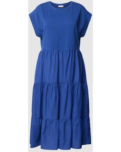 S.oliver Knielanges Kleid aus Baumwolle im Stufen-Look - Blau
