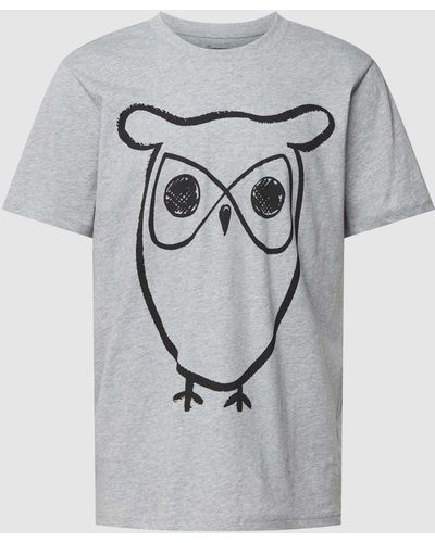 Knowledge Cotton T-shirt Met Motiefprint - Grijs
