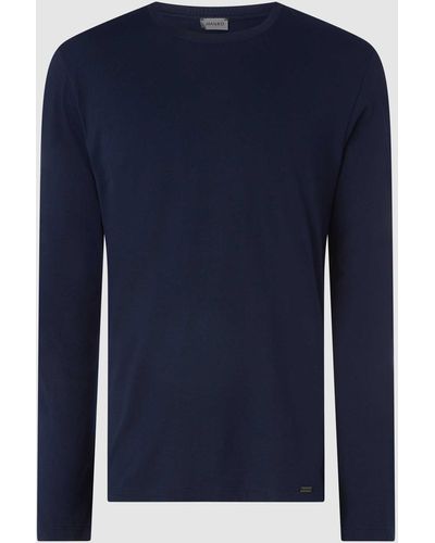 Hanro Shirt Met Lange Mouwen Van Single-jersey - Blauw