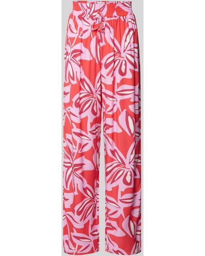 Schiesser Flared Stoffhose mit Allover-Muster Modell 'Mix+Relax' - Rot