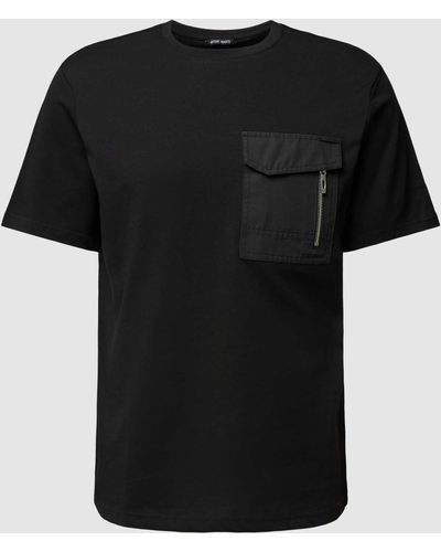Antony Morato T-Shirt mit Brusttasche und Label-Detail - Schwarz