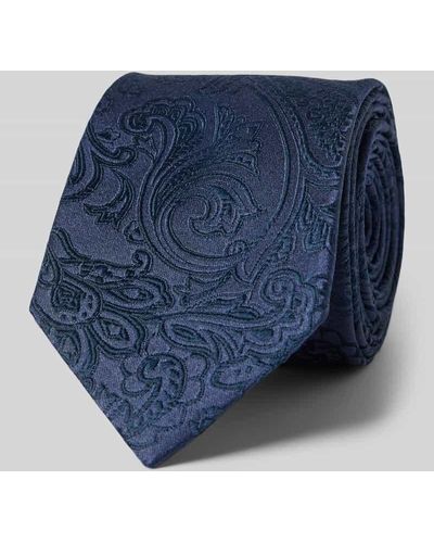 Olymp Seidenkrawatte mit Motiv-Stitching - Blau