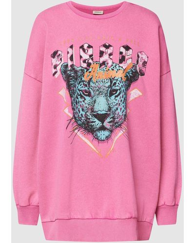 ONLY Oversized Sweatshirt mit Motiv-Print Modell 'LUCINDA' - Pink