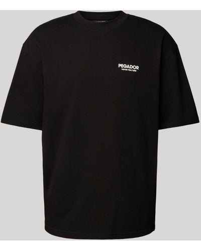 PEGADOR Oversized T-shirt Met Label- En Statementprint - Zwart