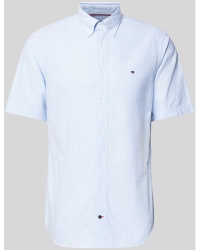 Tommy Hilfiger Regular Fit Business-Hemd mit Streifenmuster - Blau
