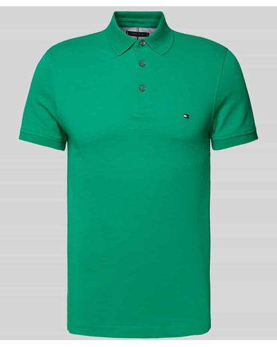 Tommy Hilfiger Slim Fit Poloshirt mit Label-Stitching - Grün