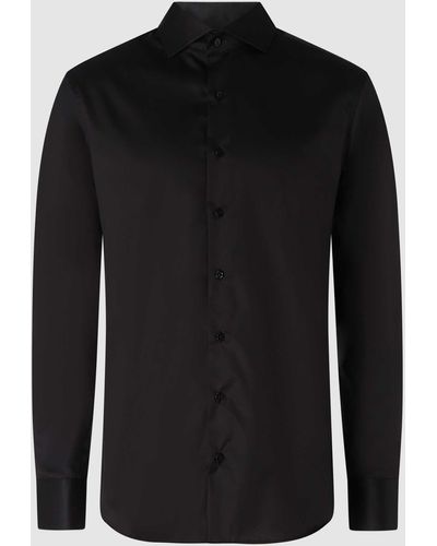 Eterna Slim Fit Zakelijk Overhemd Met Haaikraag - Zwart