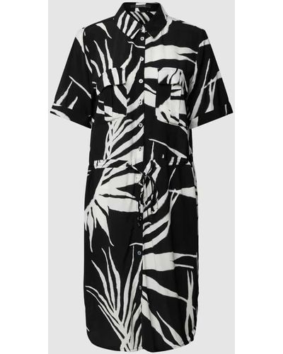 Comma, Hemdblusenkleid aus Viskose mit Allover-Muster - Schwarz