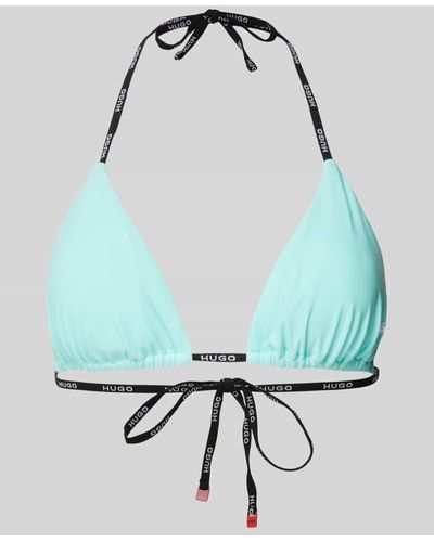 HUGO Bikini-Oberteil in Triangel-Form Modell 'PURE' - Blau