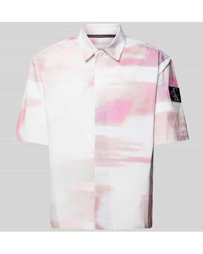 Calvin Klein Relaxed Fit Freizeithemd im Batik-Look Modell 'DIFFUSED' - Pink