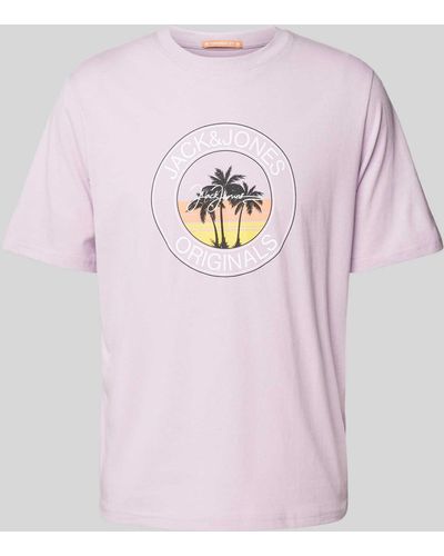 Jack & Jones T-Shirt mit Label-Print Modell 'CYRUS' - Pink