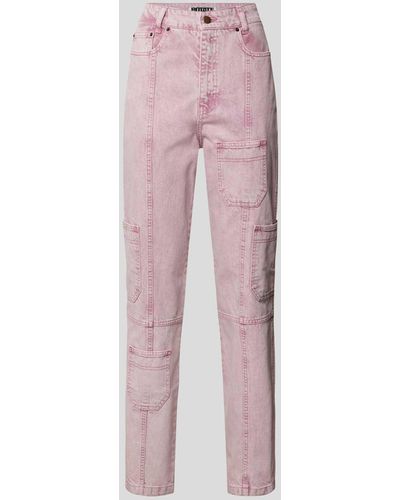 ROTATE BIRGER CHRISTENSEN Straight Fit Jeans mit Eingrifftaschen - Pink
