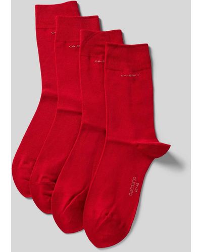 Camano Socken im unifarbenen Design im 4er-Pack - Rot
