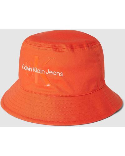 Calvin Klein Bucket Hat mit Label-Stitching - Orange