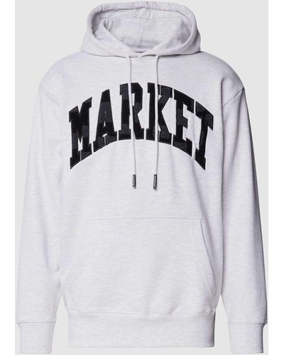 Market Hoodie mit Label-Stitching Modell 'CHESS' - Grau