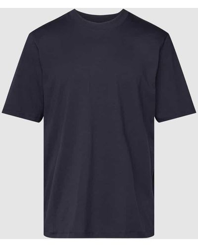 Esprit T-Shirt mit geripptem Rundhalsausschnitt Modell 'SUS' - Blau