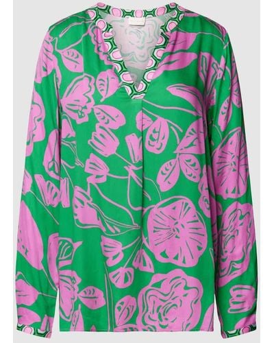 Milano Italy Blusenshirt aus Viskose mit floralem Muster - Mehrfarbig
