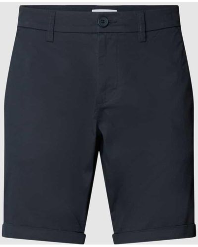 Knowledge Cotton Regular Fit Chino-Shorts mit Gesäßtaschen - Blau