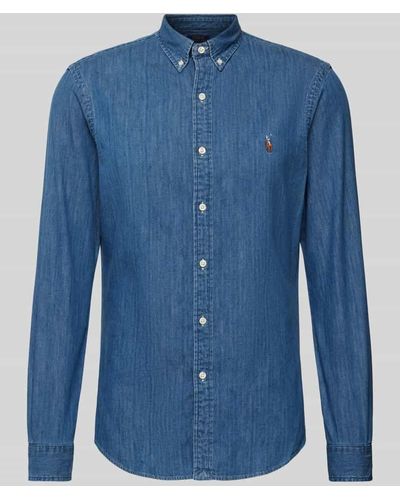 Polo Ralph Lauren Slim Fit Jeanshemd mit Logo-Stitching - Blau