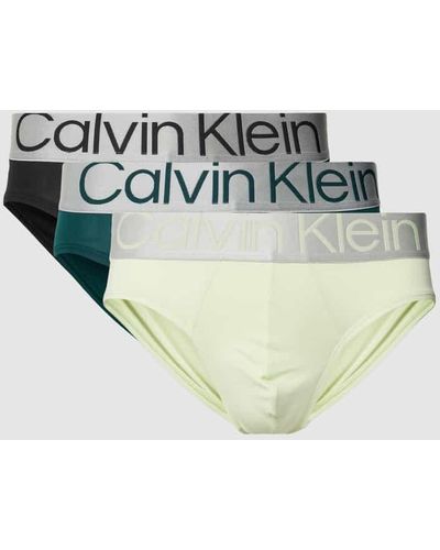 Calvin Klein Slip mit Stretch-Anteil Modell 'Steel' im 3er-Pack - Grün