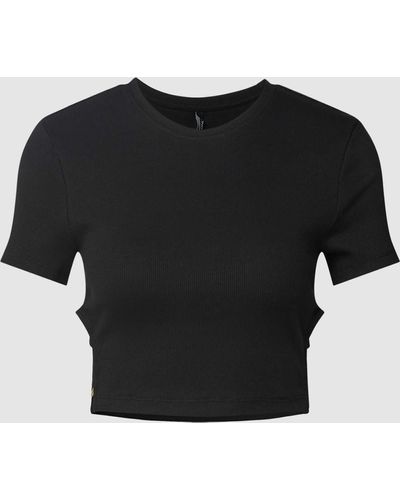 ONLY Cropped T-Shirt mit One-Shoulder-Träger Modell 'FREJA' - Schwarz