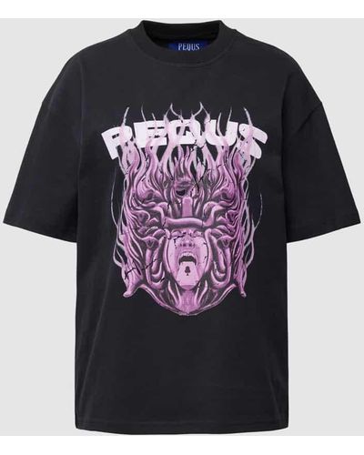 Pequs T-Shirt mit Motiv-Print - Schwarz