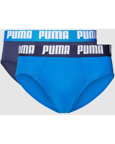 PUMA Slip mit Label-Detail im 2er-Pack - Blau