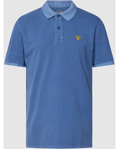 Guess Poloshirt mit Logo-Patch Modell 'BASIC' - Blau