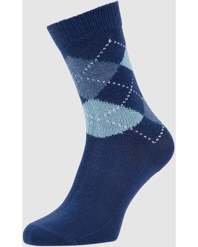 Burlington Socken mit Argyle-Muster Modell 'Whitby' - Blau