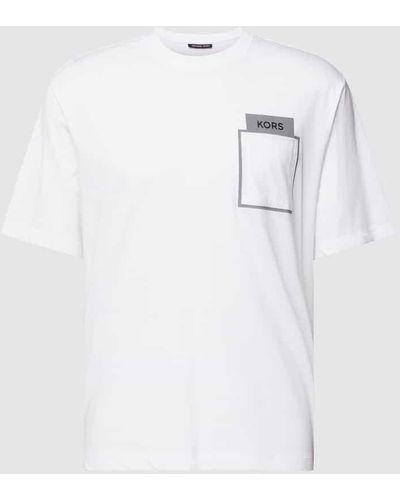 Michael Kors T-Shirt mit Brusttasche Modell 'HEAT TRANSFER' - Weiß