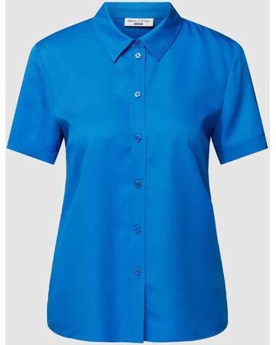 Marc O' Polo Overhemdblouse Van Lyocell Met Doorknoopsluiting - Blauw