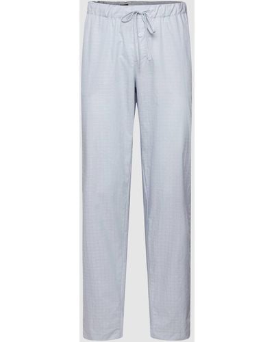 Hanro Pyjama-Hose mit Karomuster Modell 'LONG PANT' - Blau