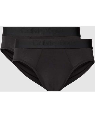 Calvin Klein Slip mit elastischem Logo-Bund im 3er-Pack - Schwarz