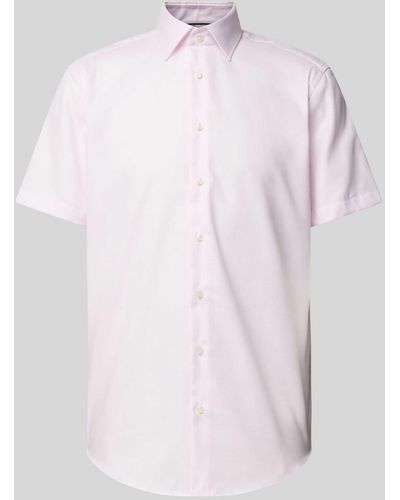 Christian Berg Men Regular Fit Business-Hemd mit fein strukturiertem Muster - Pink