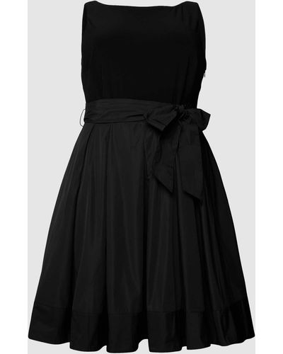 Ralph Lauren Plus Size Midi-jurk Met Taillepas - Zwart