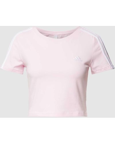 adidas Kort T-shirt Met Labelstrepen - Roze
