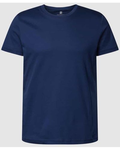DESOTO T-Shirt mit geripptem Rundhalsausschnitt - Blau