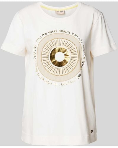 Mos Mosh T-Shirt mit Pailletten- und Ziersteinbesatz Modell 'Nori' - Weiß