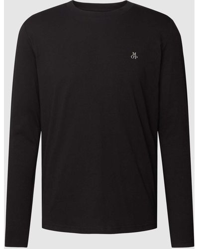 Marc O' Polo Shirt Met Lange Mouwen Van Katoen Met Labelprint - Zwart
