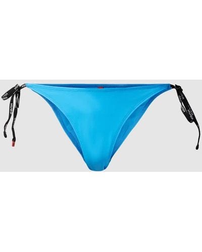 HUGO Bikini-Hose mit Label-Details Modell 'SIDE TIE PURE' - Blau