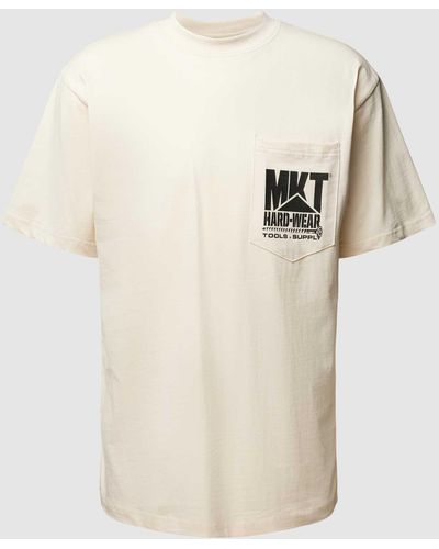 Market T-shirt Met Ronde Hals En Borstzak - Wit