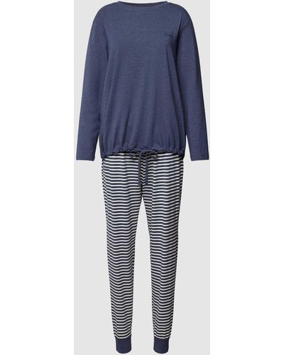 Esprit Pyjama mit Streifenmuster Modell 'MODERN STRIPES' - Blau